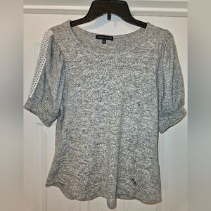 Adrienne Vittadini Gray Blouse with Lace Accent